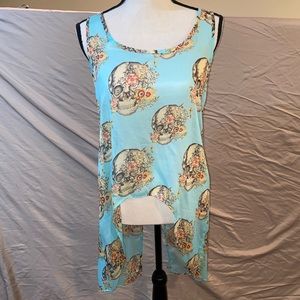 LF Stores Millau Brand Flowy High Low Skull Top Women’s Size S